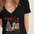 Candy Cane Book Club Holiday Party & Book Exchange Women's Jersey Short Sleeve Deep V-Neck Tshirt Candy Cane Book Club Holiday Party & Book Exchange Women's Jersey Short Sleeve Deep V-Neck Tshirt