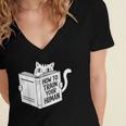 Cat Book Humor How To Train Your Human Women's Jersey Short Sleeve Deep V-Neck Tshirt Cat Book Humor How To Train Your Human Women's Jersey Short Sleeve Deep V-Neck Tshirt