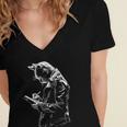 Cat Holds Book Writing Animal Print Motif Drawing Art Cat Women's Jersey Short Sleeve Deep V-Neck Tshirt