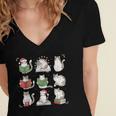 Cat Reading Book Funny Christmas Cat Book Lover Librarian Men Women Kids Women's Jersey Short Sleeve Deep V-Neck Tshirt