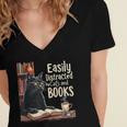 Cats And Books Book & Cat Lover Easily Distracted By Women's Jersey Short Sleeve Deep V-Neck Tshirt