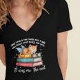 Cats And Books Easily Distracted By Book & Cat Lover Men Women Kids Women's Jersey Short Sleeve Deep V-Neck Tshirt