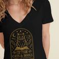 Cats And Books Because People Are Overrated Women's Jersey Short Sleeve Deep V-Neck Tshirt Cats And Books Because People Are Overrated Women's Jersey Short Sleeve Deep V-Neck Tshirt