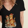 Cats Reading Books Christmas Tree Women's Jersey Short Sleeve Deep V-Neck Tshirt