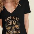 Chai And A Good Book Lover Reading Chai Tea Chai Latte Women's Jersey Short Sleeve Deep V-Neck Tshirt