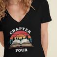 Chapter Four Book Reading 4th Birthday 4 Year Old Women's Jersey Short Sleeve Deep V-Neck Tshirt Chapter Four Book Reading 4th Birthday 4 Year Old Women's Jersey Short Sleeve Deep V-Neck Tshirt