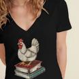 Chicken Books Back To School First Day Of School Boys Girls Women's Jersey Short Sleeve Deep V-Neck Tshirt