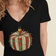 Christmas Book Ornament Lights Holiday Reading Lover Teacher Women's Jersey Short Sleeve Deep V-Neck Tshirt