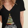 Christmas Book Tree All Booked For Xmas Women's Jersey Short Sleeve Deep V-Neck Tshirt Christmas Book Tree All Booked For Xmas Women's Jersey Short Sleeve Deep V-Neck Tshirt