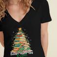 Christmas Books Make You Bright Librarian Teacher Book Lover Women's Jersey Short Sleeve Deep V-Neck Tshirt