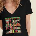 Christmas Cat Santa Bookshelves Book Lover Reader Women's Jersey Short Sleeve Deep V-Neck Tshirt