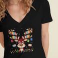 Christmas Librarian Reindeer Matching Book Lover Women's Jersey Short Sleeve Deep V-Neck Tshirt
