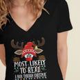 Christmas Matching Most Likely To Read A Book PJS Women's Jersey Short Sleeve Deep V-Neck Tshirt Christmas Matching Most Likely To Read A Book PJS Women's Jersey Short Sleeve Deep V-Neck Tshirt