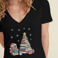 Christmas A Penguin Reading Book Snowflake Cocoa Hot Teacher Women's Jersey Short Sleeve Deep V-Neck Tshirt Christmas A Penguin Reading Book Snowflake Cocoa Hot Teacher Women's Jersey Short Sleeve Deep V-Neck Tshirt