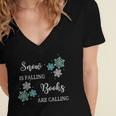 Christmas Shirts Snow Is Falling Books Are Calling Men Women Women's Jersey Short Sleeve Deep V-Neck Tshirt Christmas Shirts Snow Is Falling Books Are Calling Men Women Women's Jersey Short Sleeve Deep V-Neck Tshirt