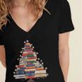 Christmas Tree Book Bookworm Women's Jersey Short Sleeve Deep V-Neck Tshirt