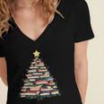 Christmas Tree Books Book Reading Bookworm Women's Jersey Short Sleeve Deep V-Neck Tshirt