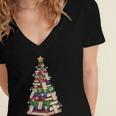 Christmas Tree Of Books For Readers And Librarians Women's Jersey Short Sleeve Deep V-Neck Tshirt Christmas Tree Of Books For Readers And Librarians Women's Jersey Short Sleeve Deep V-Neck Tshirt