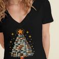 Christmas Tree Books Women's Jersey Short Sleeve Deep V-Neck Tshirt
