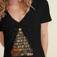 Christmas Tree Bookshelf Book Lover Library Women's Jersey Short Sleeve Deep V-Neck Tshirt Christmas Tree Bookshelf Book Lover Library Women's Jersey Short Sleeve Deep V-Neck Tshirt