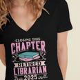 Closing This Chapter Retired Librarian 2025 Book Retirement Women's Jersey Short Sleeve Deep V-Neck Tshirt