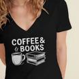 Coffee & Books Women's Jersey Short Sleeve Deep V-Neck Tshirt