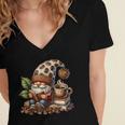 Coffee And Book Reading Accessories For Book Lovers Gnome Women's Jersey Short Sleeve Deep V-Neck Tshirt Coffee And Book Reading Accessories For Book Lovers Gnome Women's Jersey Short Sleeve Deep V-Neck Tshirt