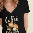Coffee Cats And Books Lover For Women & Men Coffee Women's Jersey Short Sleeve Deep V-Neck Tshirt