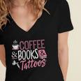 Coffee Lover Shirt Coffee And Books And Tattoos Men Women Women's Jersey Short Sleeve Deep V-Neck Tshirt