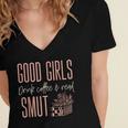 Coffee And Smut Good Girls Read Smutty Book Merch For Women Women's Jersey Short Sleeve Deep V-Neck Tshirt Coffee And Smut Good Girls Read Smutty Book Merch For Women Women's Jersey Short Sleeve Deep V-Neck Tshirt
