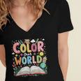 Color Our World Book Reading Program 2026 Summer Women's Jersey Short Sleeve Deep V-Neck Tshirt