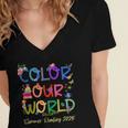 Color Our World Summer Reading 2025 Boho Wildflower Book Women's Jersey Short Sleeve Deep V-Neck Tshirt Color Our World Summer Reading 2025 Boho Wildflower Book Women's Jersey Short Sleeve Deep V-Neck Tshirt
