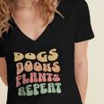 Colorful Dogs Books Plants Repeat Women's Jersey Short Sleeve Deep V-Neck Tshirt Colorful Dogs Books Plants Repeat Women's Jersey Short Sleeve Deep V-Neck Tshirt