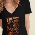 Comic Book Superhero Fall Season Leaf Blower Women's Jersey Short Sleeve Deep V-Neck Tshirt