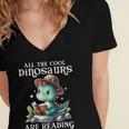 All The Cool Dinosaurs Are Reading Book Reader T-Rex Kawaii Women's Jersey Short Sleeve Deep V-Neck Tshirt