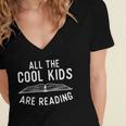 All The Cool Kids Are Reading Book Lover Bookworm Reader Women's Jersey Short Sleeve Deep V-Neck Tshirt