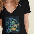 Cool Magical Book With Wizard Turtle For Adults And Kids Women's Jersey Short Sleeve Deep V-Neck Tshirt