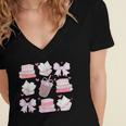 Coquette Bow Book Coffee Valentines Bookish Library Teacher Women's Jersey Short Sleeve Deep V-Neck Tshirt Coquette Bow Book Coffee Valentines Bookish Library Teacher Women's Jersey Short Sleeve Deep V-Neck Tshirt