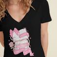 Coquette Reading Book Lover Pink Bow Bookish Mom & Daughter Women's Jersey Short Sleeve Deep V-Neck Tshirt Coquette Reading Book Lover Pink Bow Bookish Mom & Daughter Women's Jersey Short Sleeve Deep V-Neck Tshirt