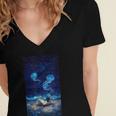 Cosmic Botanical Book Lover Reading Women's Jersey Short Sleeve Deep V-Neck Tshirt Cosmic Botanical Book Lover Reading Women's Jersey Short Sleeve Deep V-Neck Tshirt