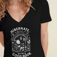 Cozy Bear Reading Hibernate With a Book Women's Jersey Short Sleeve Deep V-Neck Tshirt