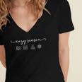 Cozy Season Good Book Fireplace Hot Beverage Snowflake Women's Jersey Short Sleeve Deep V-Neck Tshirt