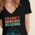 Cranky When Not Reading Retro Vintage Book Lover Women's Jersey Short Sleeve Deep V-Neck Tshirt