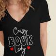 Crazy Book Lady Women's Jersey Short Sleeve Deep V-Neck Tshirt