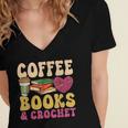 Crochet Coffee Reading Books Crocheter Crocheting Women's Jersey Short Sleeve Deep V-Neck Tshirt