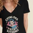 Crying Over Book Boyfriends Women's Jersey Short Sleeve Deep V-Neck Tshirt Crying Over Book Boyfriends Women's Jersey Short Sleeve Deep V-Neck Tshirt