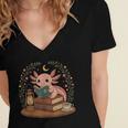 Cute Axolotl Reading Books Cozy Bookworm Women's Jersey Short Sleeve Deep V-Neck Tshirt Cute Axolotl Reading Books Cozy Bookworm Women's Jersey Short Sleeve Deep V-Neck Tshirt