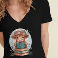 Cute Baby Highland Cow Reading Book Bookworm For Men Women Women's Jersey Short Sleeve Deep V-Neck Tshirt Cute Baby Highland Cow Reading Book Bookworm For Men Women Women's Jersey Short Sleeve Deep V-Neck Tshirt