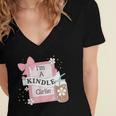 Cute Bookish Kindle Girlie Nerdy Read Book Lover Girl Women Women's Jersey Short Sleeve Deep V-Neck Tshirt