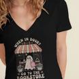Cute Bookstore Ghost Retro Women Book Lovers Women's Jersey Short Sleeve Deep V-Neck Tshirt Cute Bookstore Ghost Retro Women Book Lovers Women's Jersey Short Sleeve Deep V-Neck Tshirt